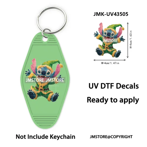Christmas Santa Cartoon Character UV DTF Keychain Wraps Ready To Apply Waterproof High Quality Decals For Hotel Motel Keychain
