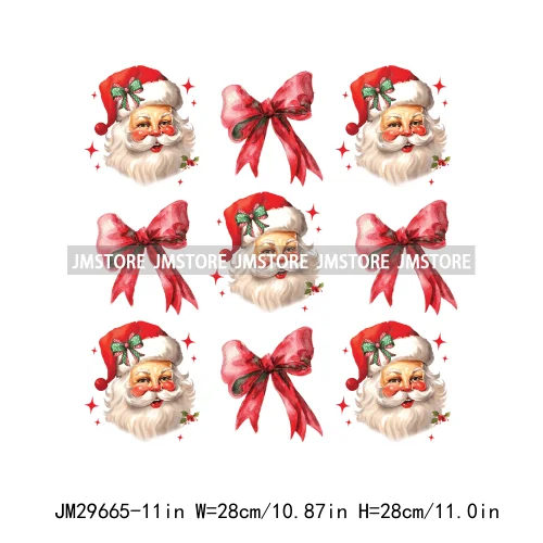 Christmas Santa Red Coquette Highland Cow Xmas Holly Jolly Vibes Iron On DTF Transfers Stickers Ready To Press For T-shirts