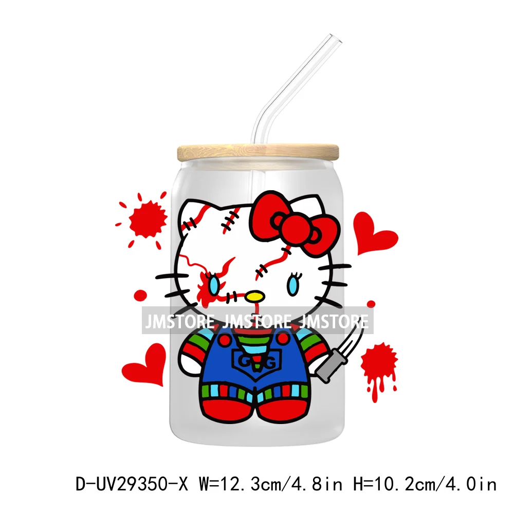 Cute Halloween Horror Characters UV DTF Transfer Stickers Decals For Libbey Cold Cups Mug Tumbler Waterproof Scary Movie Killers