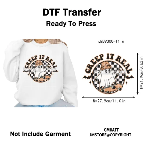 Ghost Spooky Mama Season Trick or Treat Coquette Bow Halloween Iron on DTF Washable Transfer Sticker Ready to Press for Clothing