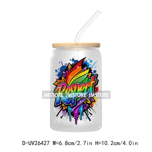 Pride Love Rainbow Heart UV DTF Transfer Stickers Decals For Libbey Cold Cups Mugs Durable Waterproof Custom Logo Label Best Gay