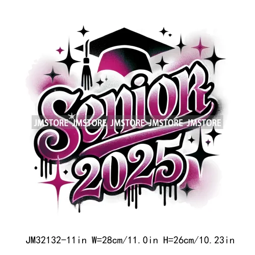 Fashion Senior 2025 Proud Graduate High School Spirit Iron On DTF Transfers Stickers Ready To Press For Sweatshirts Bags