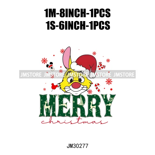 Merry Christmas Cute Cartoon Animal Friends Winter White Festive Vibes Iron On DTF Transfers Stickers Ready To Press For Hoodies
