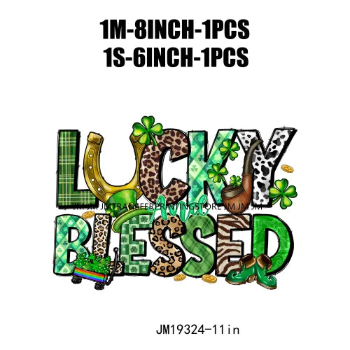 Let's Get Lucked Up Load On Luck Decals Lucky Baby Cowboy Heifer Animal Blessed St Patrick's Day DTF Transfer Stickers For Shirt