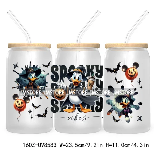 Spooky Vibes Halloween Princess 16OZ UV DTF Cup Wrap Transfer Stickers Custom Label Durable Waterproof Logo For Libbey Glass Can