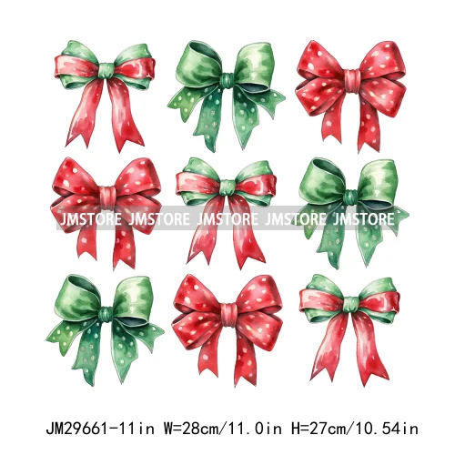 Christmas Santa Red Coquette Highland Cow Xmas Holly Jolly Vibes Iron On DTF Transfers Stickers Ready To Press For T-shirts