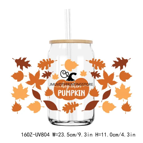 Thanksgiving Fall Thick And Juicy 16OZ UV DTF Cup Wrap Transfers Stickers Custom Labels DIY Waterproof Logo For Libbey Glass Can