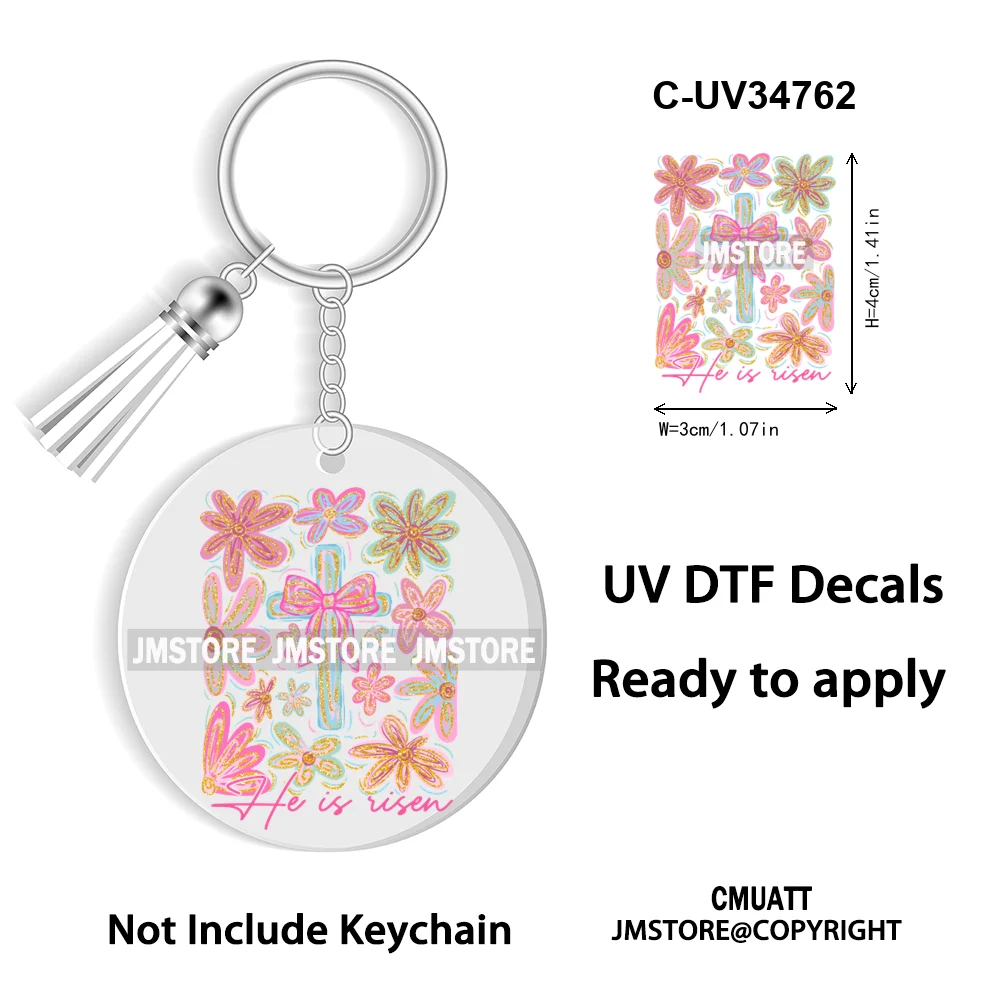 The Lord Is My Shepherd Christian Religious Easter Bible Verse Faith UV DTF Stickers For Round Circle Acrylic Keychain Keyring