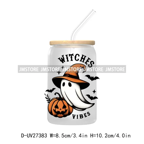 Funny Witch Ghosts Halloween Bat UV DTF Transfer Stickers Decals For Libbey Cold Cups Mugs Tumbler Waterproof Craft Spooky Vibes