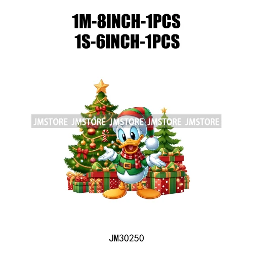 Christmas Cartoon Animal Characters Snow Holiday Santa Tree Gifts Iron On DTF Transfers Stickers Ready To Press For Sweatshirts