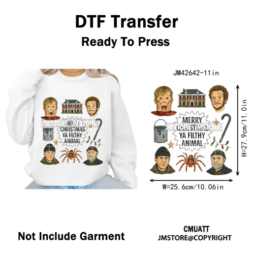 Retro Coquette Bows Holiday Christmas Movie Cartoon Kids Lover Iron on DTF Washable Transfer Stickers Ready to Press for Garment
