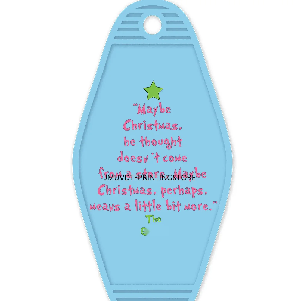 Christmas Cute Baby Green Guy With Santa Hat Gifts High Quality WaterProof UV DTF Sticker For Motel Hotel Keychain