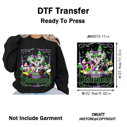 Nightmare on Main Street Pumpkin Spooky Halloween Cartoon Season Iron on DTF Heat Transfers Stickers Ready to Press for Hoodies