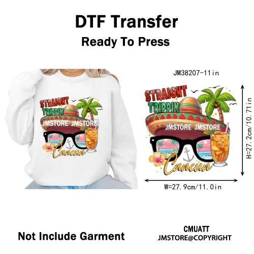 Spring Break Wildflower Seashell Turtle Coquette Sun Summer Vacation Iron on DTF Transfers Stickers Ready to Press for Clothes