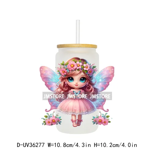 Cute Little Girl Butterfly Wings UV DTF Transfer Stickers Decal Ready To Apply Waterproof For 16OZ Libbey Glass Can Cups Tumbler