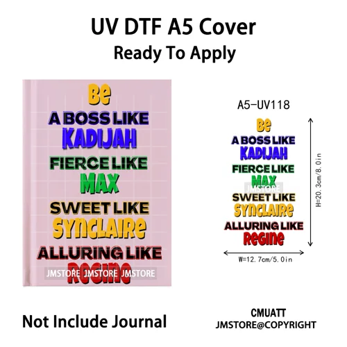 Hustle Hard Quotes Small Business Owner UV DTF Notebook Cover Decals Ready To Apply Transfer Stickers Wraps For A5 Journal Cover