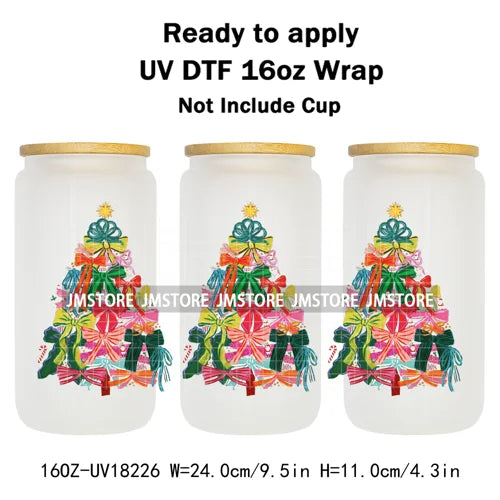 Holly Jolly Christmas Jesus Christian UV DTF Stickers Ready To Apply Cup Wrap Custom Labels DIY Craft For Libbey Glass Can Mugs