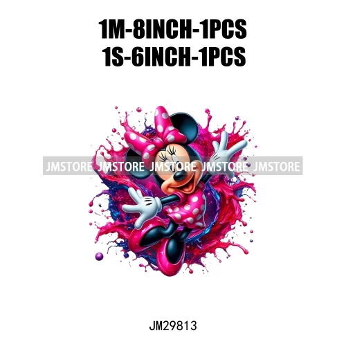 Colorful Splashing Cartoon Characters Friends Printing Iron On DTF Transfers Stickers Ready To Press For Sweatshirt Bags