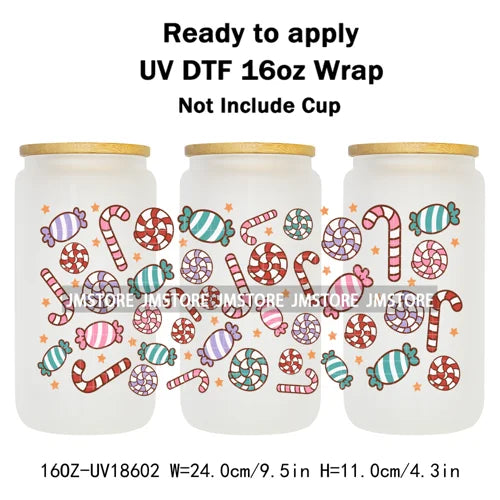 Ghost Santa Christmas Gingerbread Xmas UV DTF Stickers Ready To Apply Cup Wrap Custom Labels DIY Craft For Libbey Glass Can Mugs