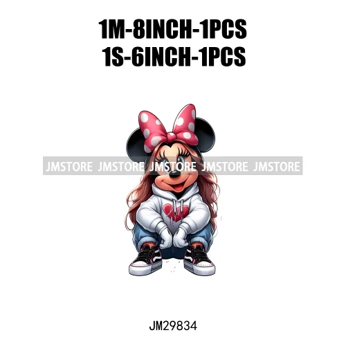 Cute Cartoon Streetwear Animal Girl Characters Thermal Decals Iron On DTF Transfers Stickers Ready To Press For Hoodies