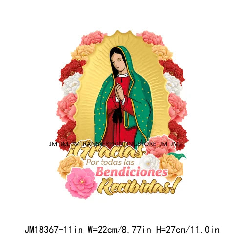 San Judas Tadeo Mexican Latin Culture Washable Decals Madre Mia Our Lady of Guadalupe DTF Transfers Stickers For Clothes Bags