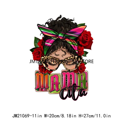 Mexican Chicana Mama Daughter Son Decals Proud Latina Mamacita Chingona Heat Transfer Stickers Ready To Press For T-shirts Bags