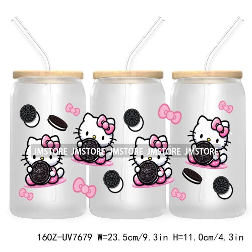 Cartoon Baby Princess Best Friends 16OZ UV DTF Cup Wrap Transfers Stickers For Libbey Glass Can Cups Tumbler Waterproof Labels