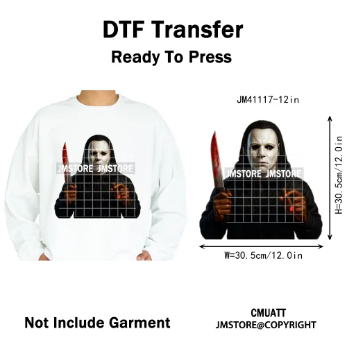 Halloween Spooky Afro Dad Scary Movie Smoking Character Costume Design Iron on DTF Transfer Stickers Ready to Press for Clothing
