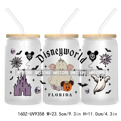 Halloween Mouse And Friends UV DTF Sticker For 16OZ Libbey Glass Cup Can Wrap Transfer Stickers Custom Labels Logo Spooky Vibes