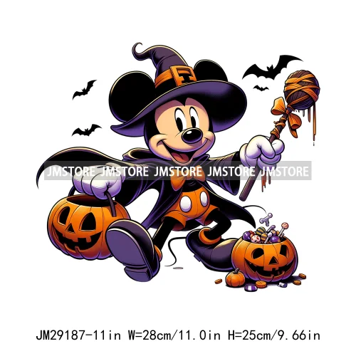 Cartoon Halloween Scary Cute Horror Characters Pumpkin Fall Vibes DTF Iron On Transfers Stickers Ready To Press For Clothing