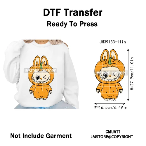 Sorat Sweet Sorat Spooky Cartoon Monster Halloween Designs Iron on DTF Washable Transfers Stickers Ready to Press for Hoodies