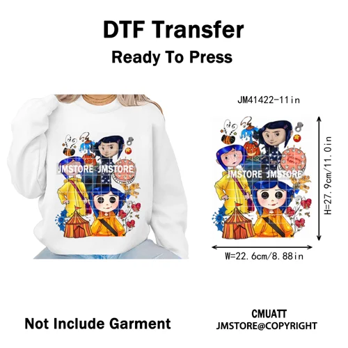 Funny Cartoon Movie Character Halloween Pumpkin Coquette Iron on DTF Washable Heat Transfer Stickers Ready to Press for Clothes