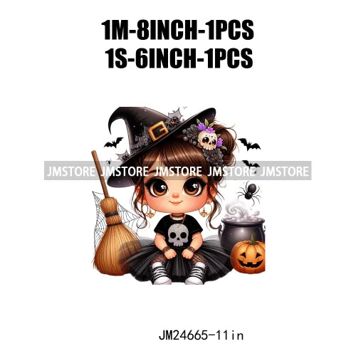 Custom Halloween Spooky Witch Latina Baby Girls Iron On Decals Hispanic Princess DTF Heat Press Transfers Stickers For Hoodies