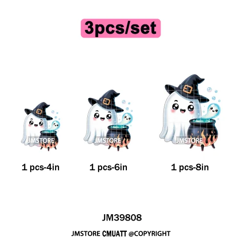 Spooky Coffee Lover Halloween Coquette Pumpkins Witches Ghost Iron on DTF Washable Transfers Stickers Ready to Press for Clothes