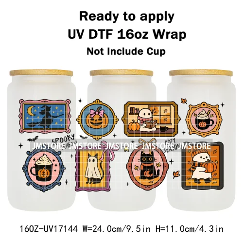 Highland Cow Horror Killer Halloween UV DTF Stickers Ready To Apply Cup Wrap Custom Labels DIY Craft For 16OZ Libbey Can Glass
