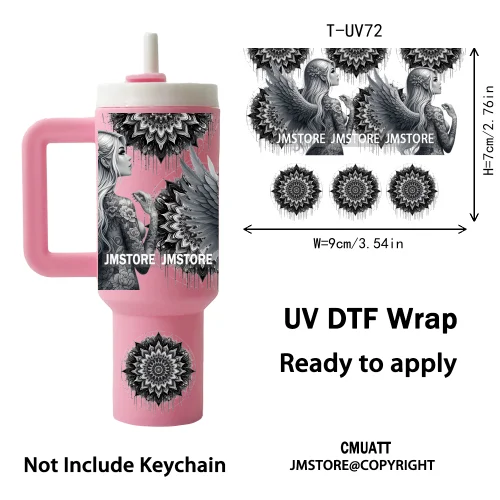 Butterfly Sunflower Girl UV DTF Mini Tumbler Keychain Wraps Ready To Press High Quality Wraps UV Stickers for Tumbler Keychain