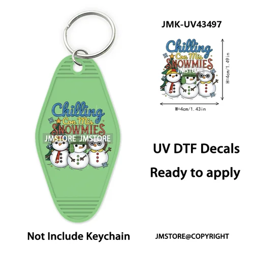 Feliz Navidad Pan Dulce Christmas UV DTF Motel Keychain Decal Ready To Ship Durable Transfer Stickers Prints For Hotel Keychain