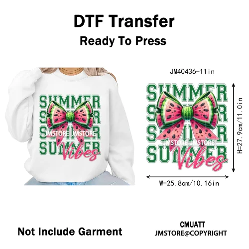 Hello Summer Vibes Watermelon Strawberry Fruit Festival Lover Coquette Iron on DTF Transfers Sticker Ready to Press for T-shirts
