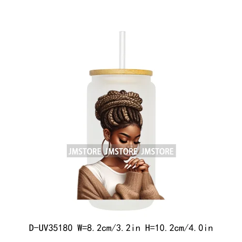 Black Girl Praying Faith Religious Woman UV Sticker Decals For Libbey Cold Cups Mugs Tumbler Transfer Stickers Waterproof Prints
