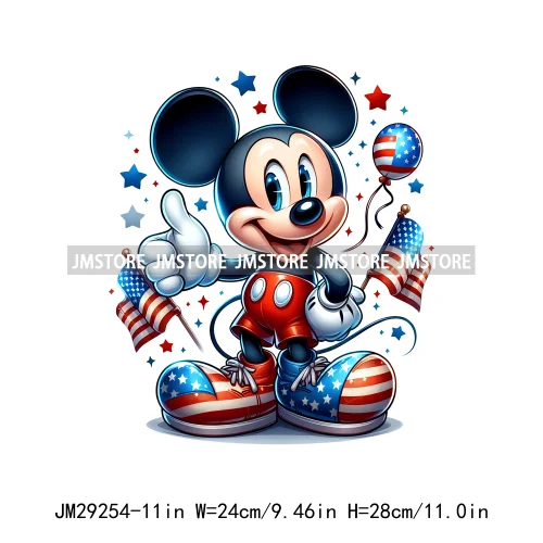 Washable Cartoon Animal 4th Of July Independence Day Freedom Iron On DTF Transfers Stickers Ready To Press For Clothing