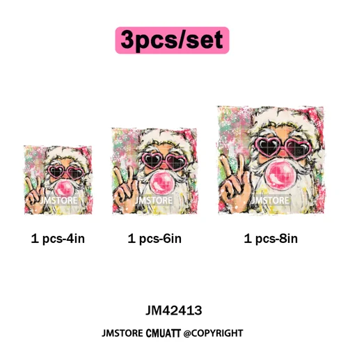 Preppy Brushstroke Gingerbread Santa Bow Tree Merry Christmas Girly Iron on DTF Transfers Stickers Ready to Press for T-shirts