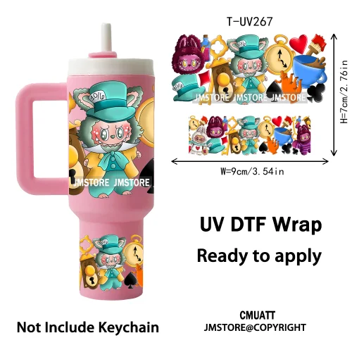 Lovely Cartoon Monsters Princess UV DTF Custom Print Ready To Apply Transfer Stickers Waterproof Wraps For Mini Tumbler Keychain
