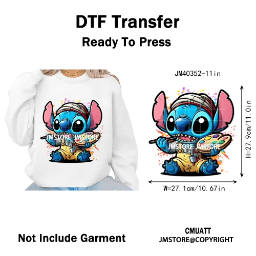Trendy Cartoon Animal Characters Lover Cold Peel Logos Iron on DTF Washable Transfers Stickers Ready to Press for Hoodies Bags