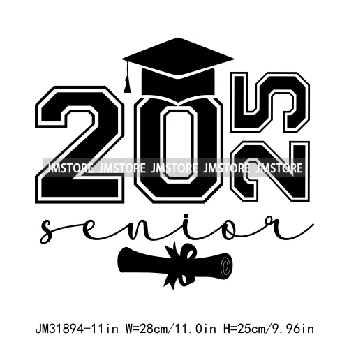 Happy University Graduate Senior Class Of 2025 Decals Iron On DTF Heat Transfer Stickers Ready To Press For Clothes Bags