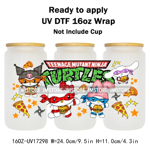 Miniso Cartoon Character Monster Doll 16OZ UV DTF Cup Wraps Ready To Apply Waterproof Transfer Stickers For Libbey Glass Can Mug