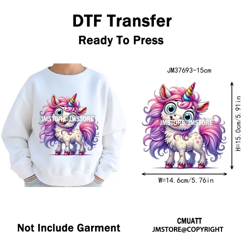 15cm 5.9in Kid Cute Silly Baby Pet Animal Iron On DTF Heat Transfer Sticker For Clothes Vinyl Thermal Washable T-Shirts Decals