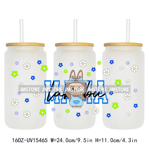 Cute Mama Doll Cartoon Mirror Bow 16OZ UV DTF Cup Wraps Ready To Apply Waterproof Transfer Stickers For Libbey Glass Can Tumbler