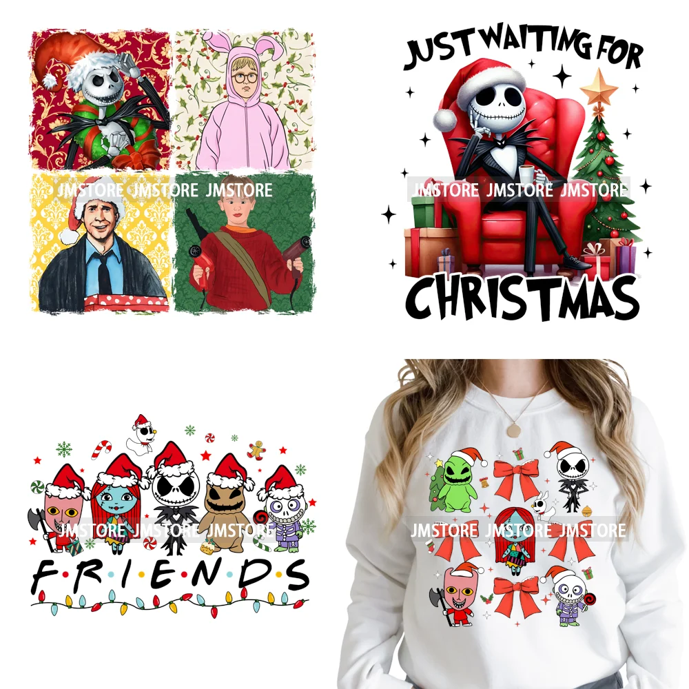 Cartoon Movie Friends Coquette Merry Christmas Sandy Claws Iron on Washable DTF Heat Transfer Sticker Ready to Press for Hoodies