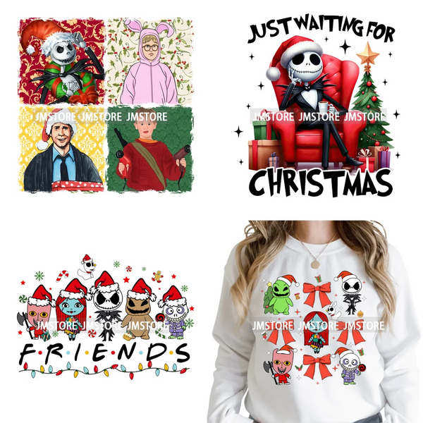 Cartoon Movie Friends Coquette Merry Christmas Sandy Claws Iron on Washable DTF Heat Transfer Sticker Ready to Press for Hoodies