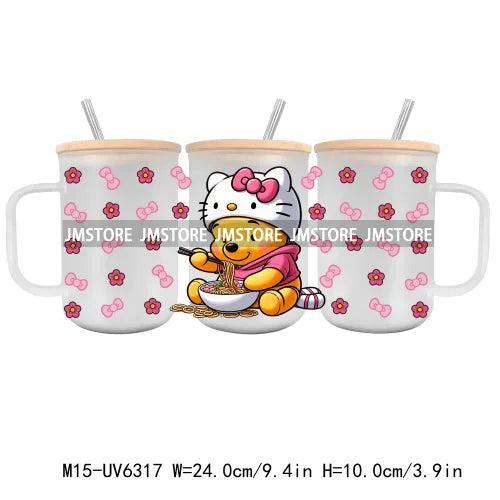 Cartoon Characters Best Friends UV DTF Sticker For 15OZ Mug Libbey Glass Cup Can Wrap Transfer Sticker Custom Labels DIY Logo